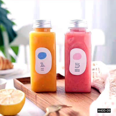 Disposable Plastic Beverage Bottles 16 Oz 400ml Clear Square PET Bottles BPA Free