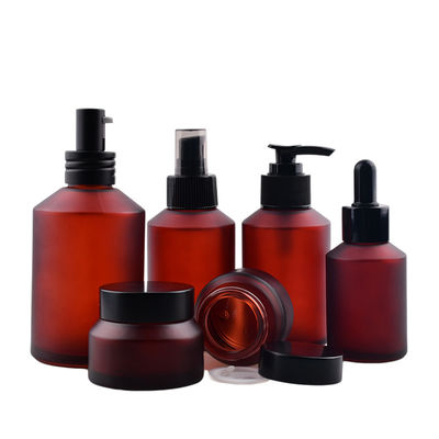 200ml Amber Glass Cosmetic Containers 7oz For Lotion Essential Oil