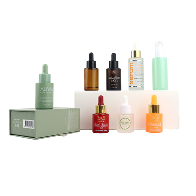 30ml Flat Shoulder Essential Serum Dropper Bottle Frosted Glass With Gift Box Packaging