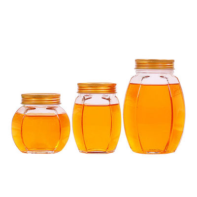 Grote Buik Honey Glass Jar 500ml Zes Opgeruimde Hittebestendige ISO9001