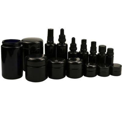 Leakproof Glass Black Cosmetic Jars 8.8oz 35oz