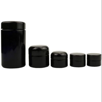 Leakproof Glass Black Cosmetic Jars 8.8oz 35oz