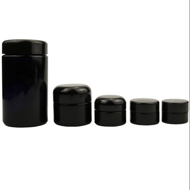 Leakproof Glass Black Cosmetic Jars 8.8oz 35oz