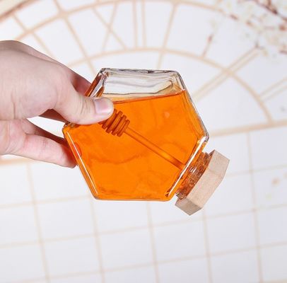 Good price Douanesgs de Flessen Hexagon Honey Jars 0.5L van de Glasopslag aan het Houten Deksel van 1L online