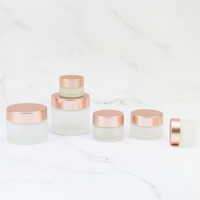 Good price Roze Duidelijke Berijpte Kosmetische het Glaskruiken van de huidzorg met Rose Gold Lid 5g 10g 30g 50g online